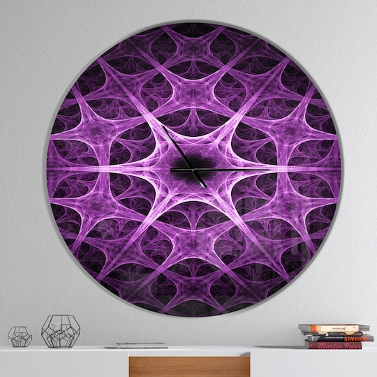 Designart 'Abstract Purple Thorn Flower Modern Wall Clock